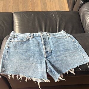 Agolde Light Wash Cutoff Denim Shorts